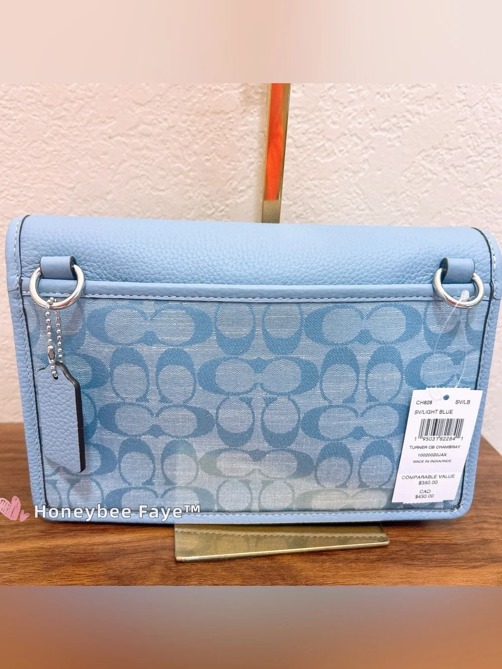Coach Pale Blue denim Signature Canvas and Leather Crossbody Bag